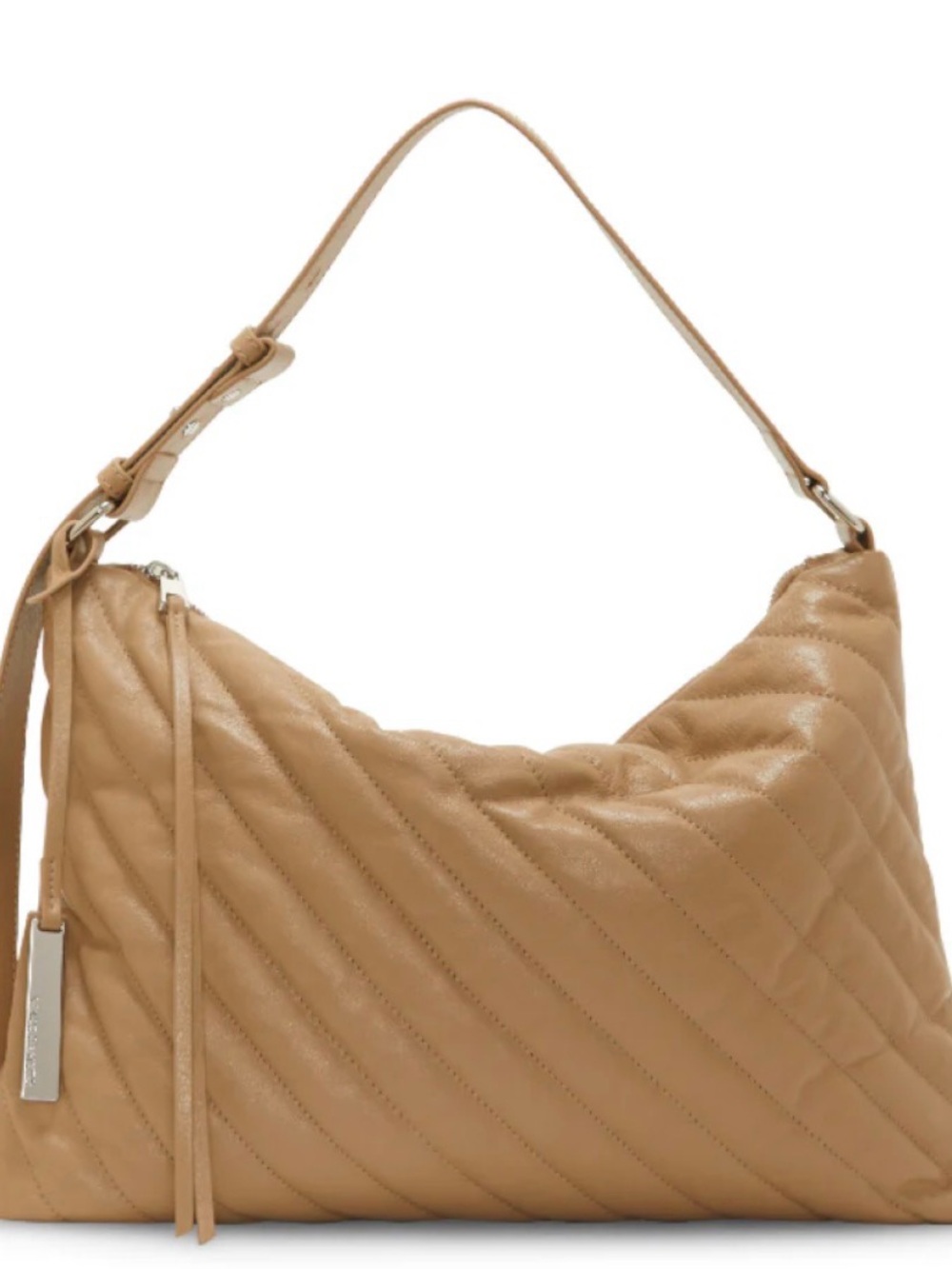 Vince Camuto Hobo Quilted Leather Shoulder Bag - Tan